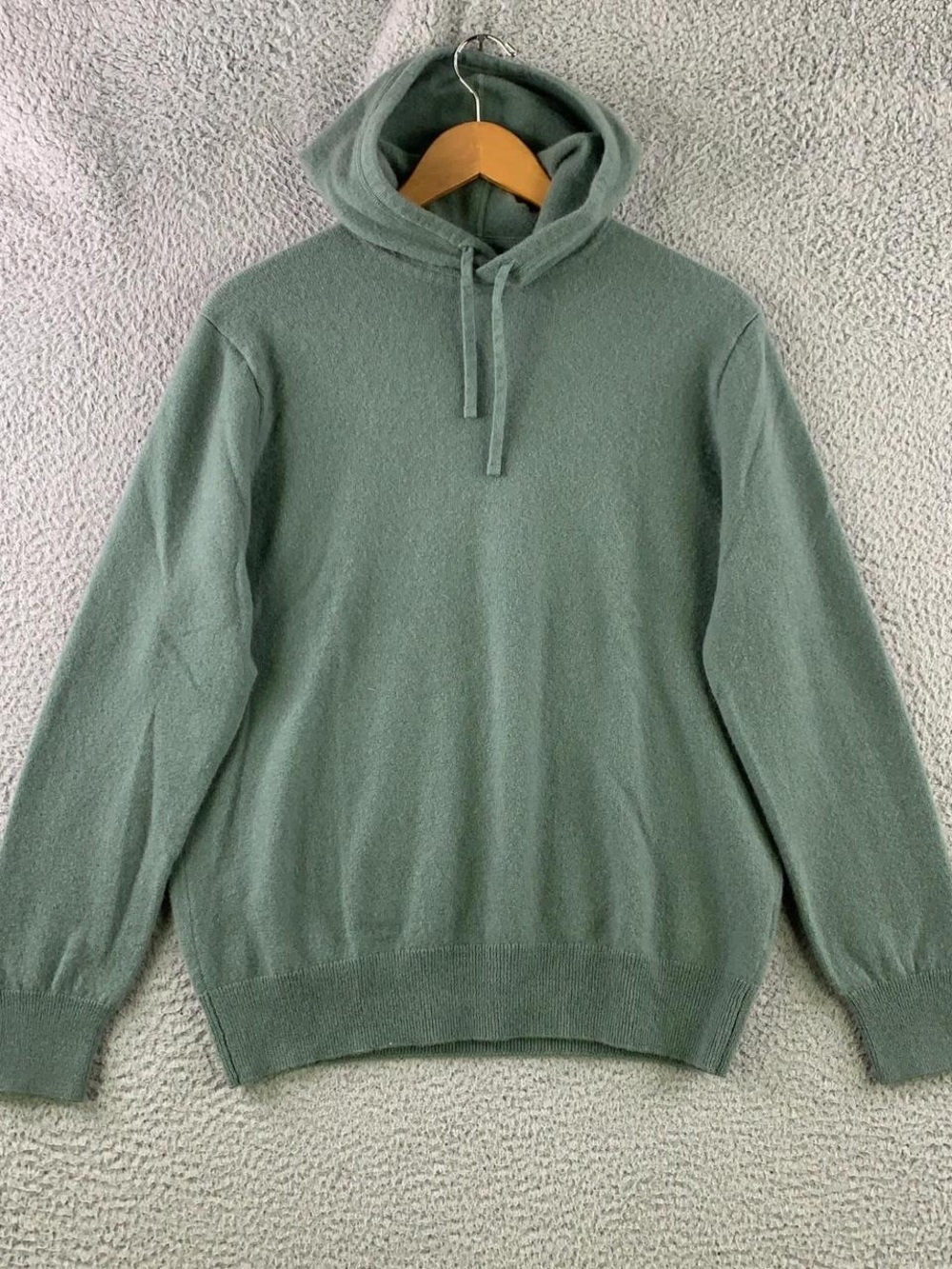 J. Crew Men's 100% Cashmere Sage Green Hoodie